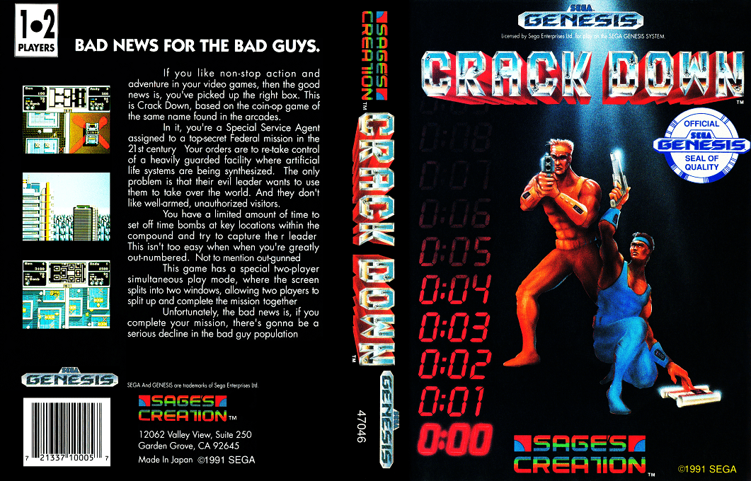 Crack Down [US] segaMD 1991 Box Art