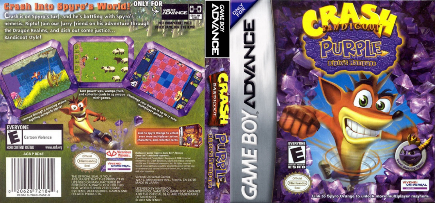 Crash Bandicoot Purple : Ripto’s Rampage [US] gba 2004 Box Art