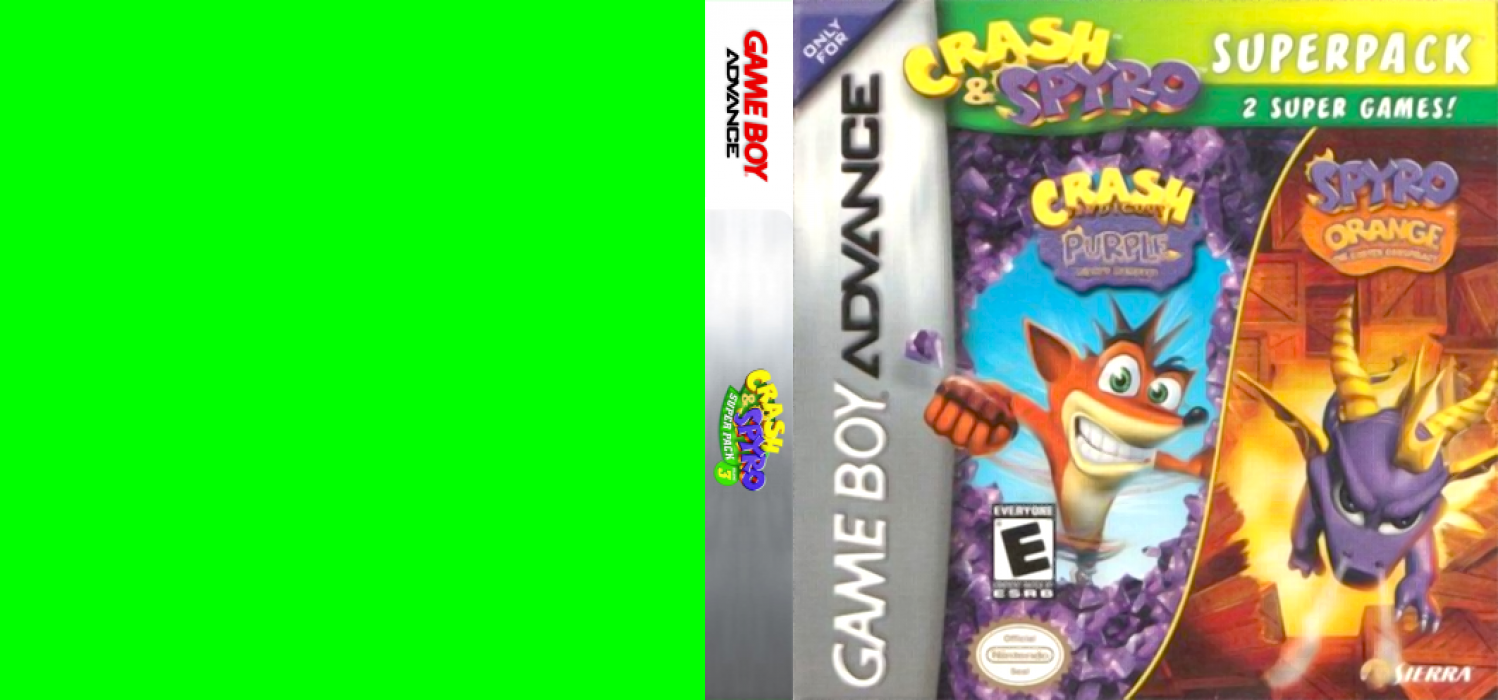 Crash And Spyro Superpack – Spyro Orange – The Cortex Conspiracy + Crash Bandicoot Purple – Ripto’s Rampage [US] gba 2005 Box Art