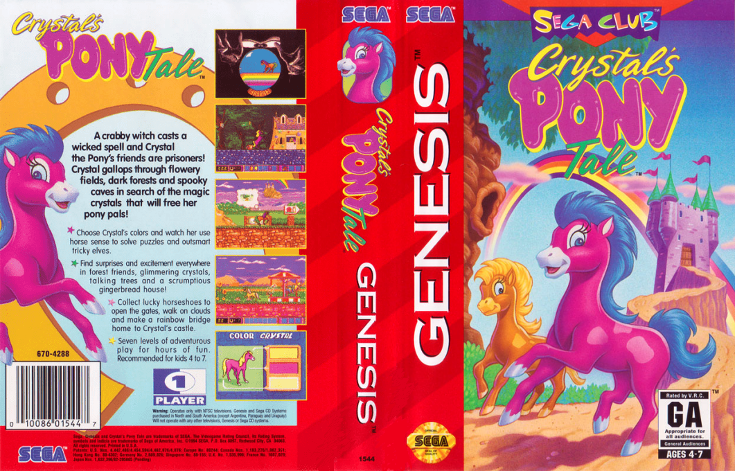 Crystal’s Pony Tale [US] segaMD 1994 Box Art