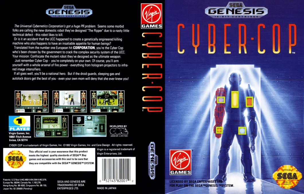 Cyber-Cop [US] segaMD 1992 Box Art