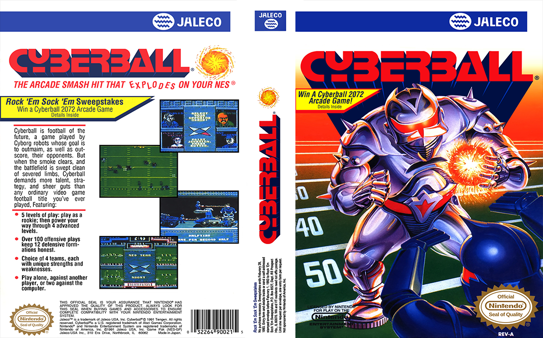 Cyberball [US] nes 1991 Box Art