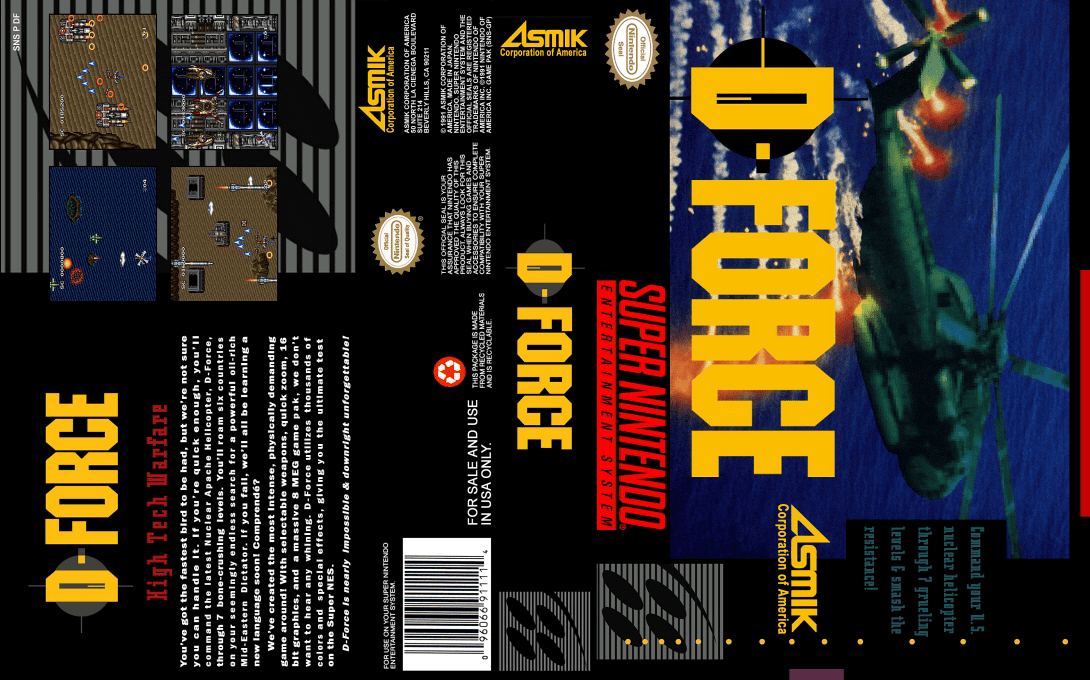 D-Force [US] snes 1991 Box Art