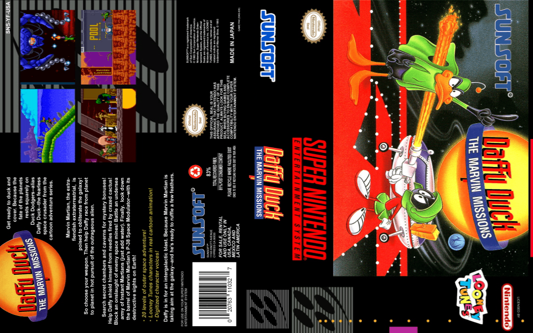 Daffy Duck : The Marvin Missions [US] snes 1993 Box Art