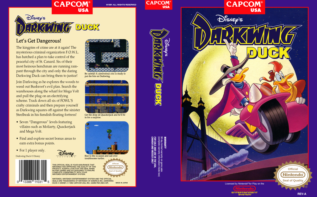 Disney’s Darkwing Duck [US] nes 1992 Box Art
