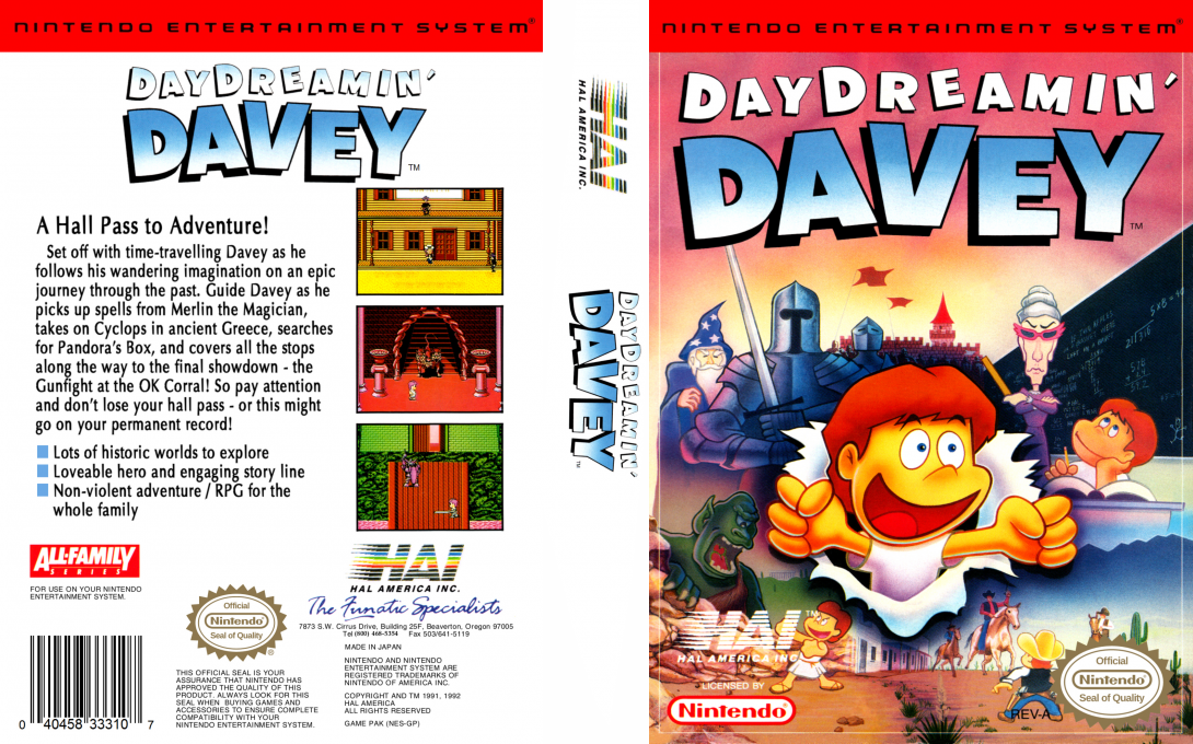 Day Dreamin Davey [US] nes 1992 Box Art