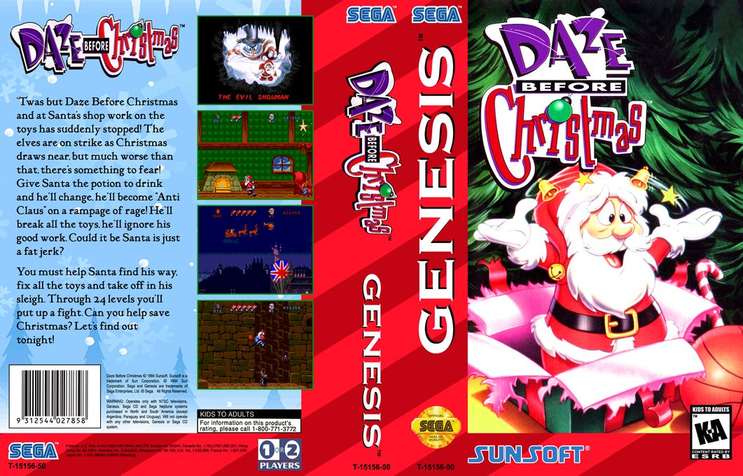 Daze Before Christmas [AU] segaMD 1994 Box Art