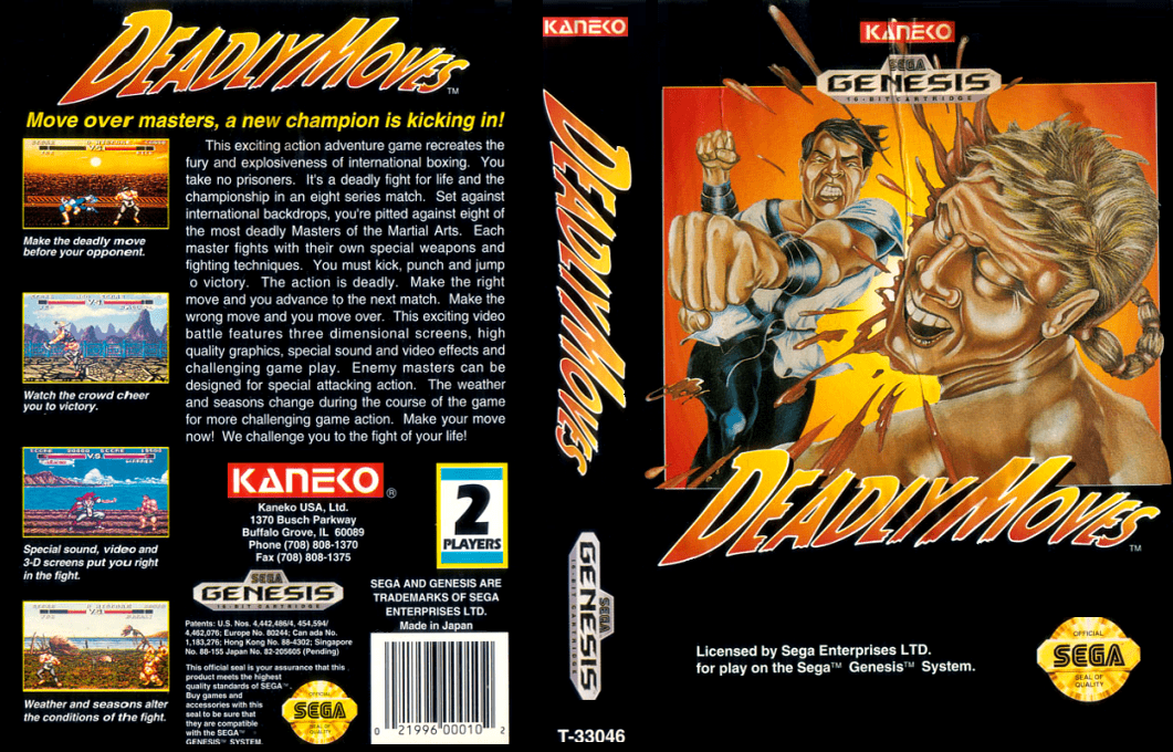 Deadly Moves [US] segaMD 1992 Box Art