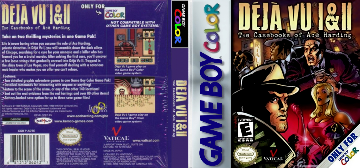 Deja Vu I & II: The Casebooks of Ace Harding [US] gbc 1999 Box Art