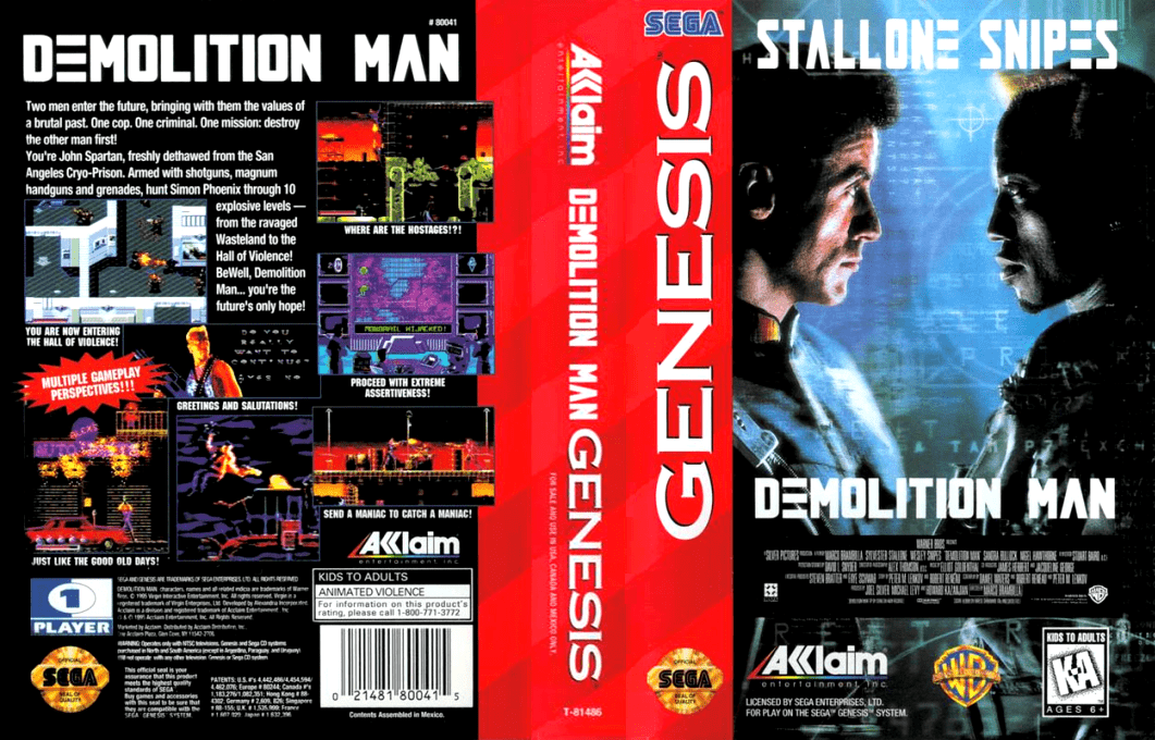 Demolition Man [US,EU] segaMD 1995 Box Art