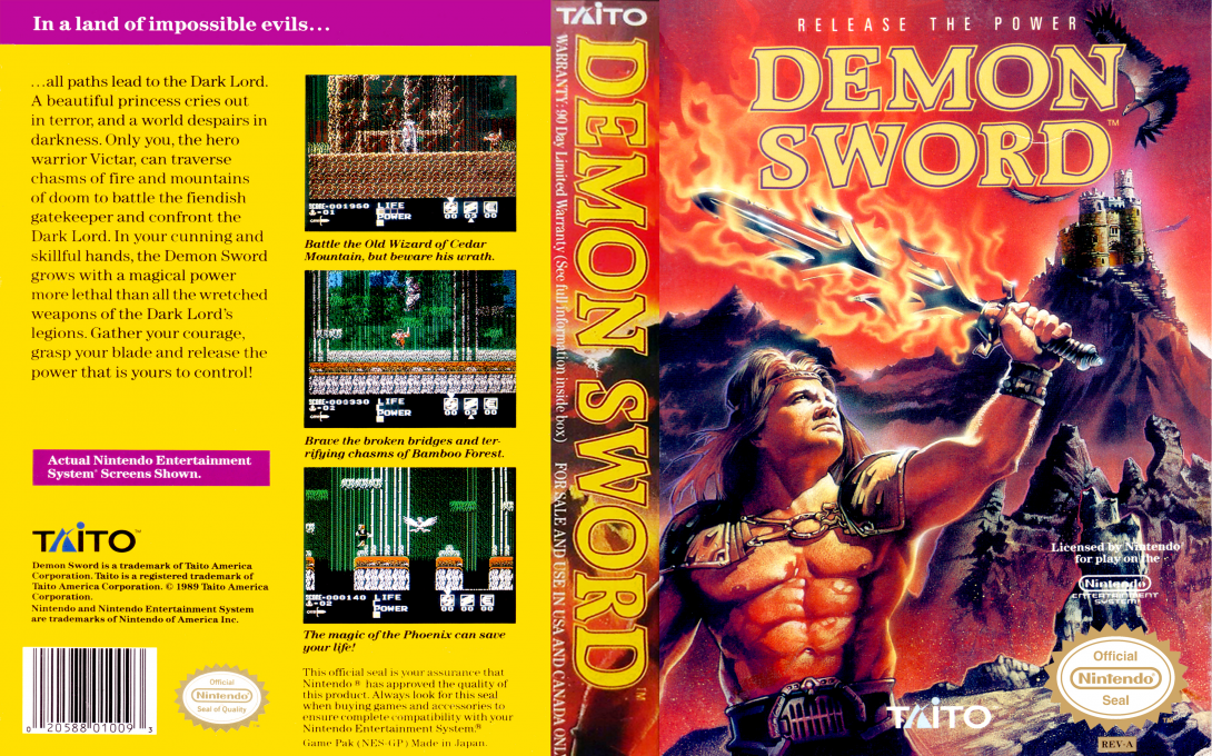 Demon Sword [US] nes 1990 Box Art