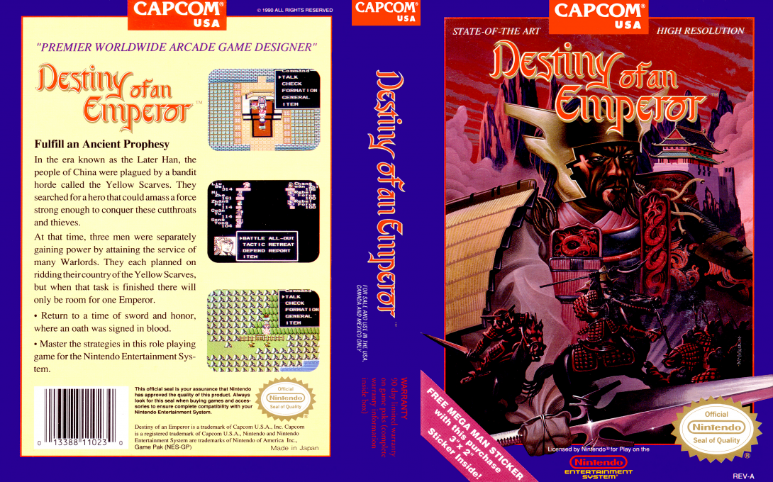 Destiny of an Emperor [US] nes 1990 Box Art