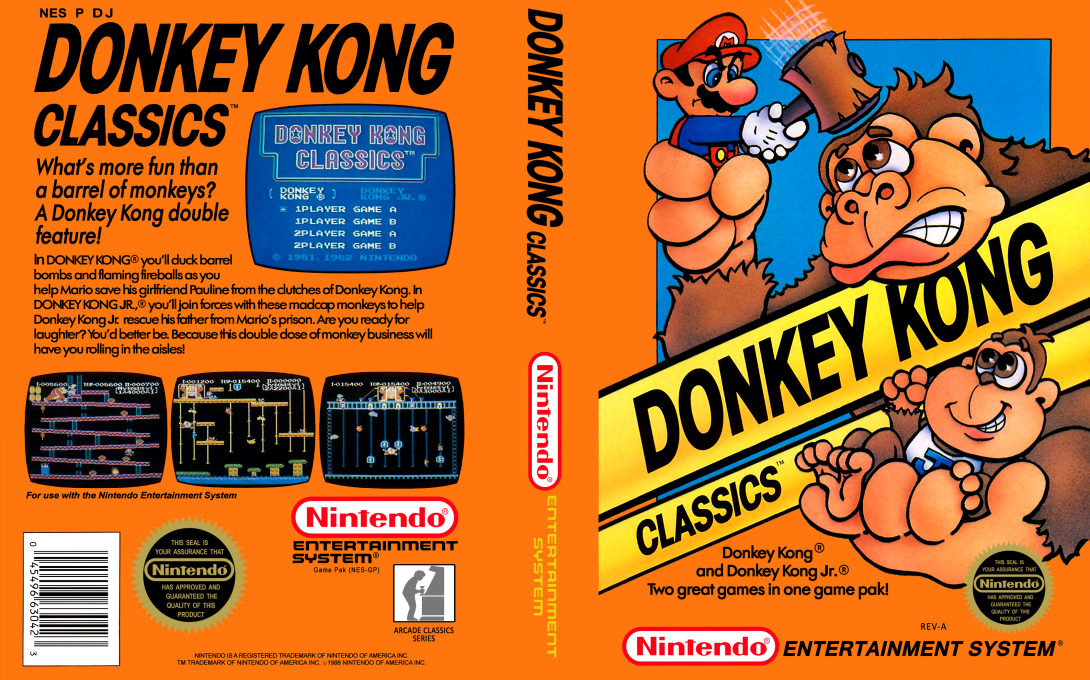 Donkey Kong Classics [US,EU] nes 1988 Box Art
