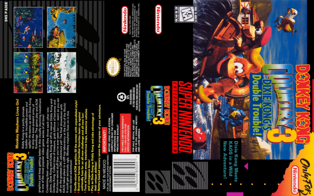 Donkey Kong Country 3 : Dixie Kong’s Double Trouble! [US] snes 1996 Box Art