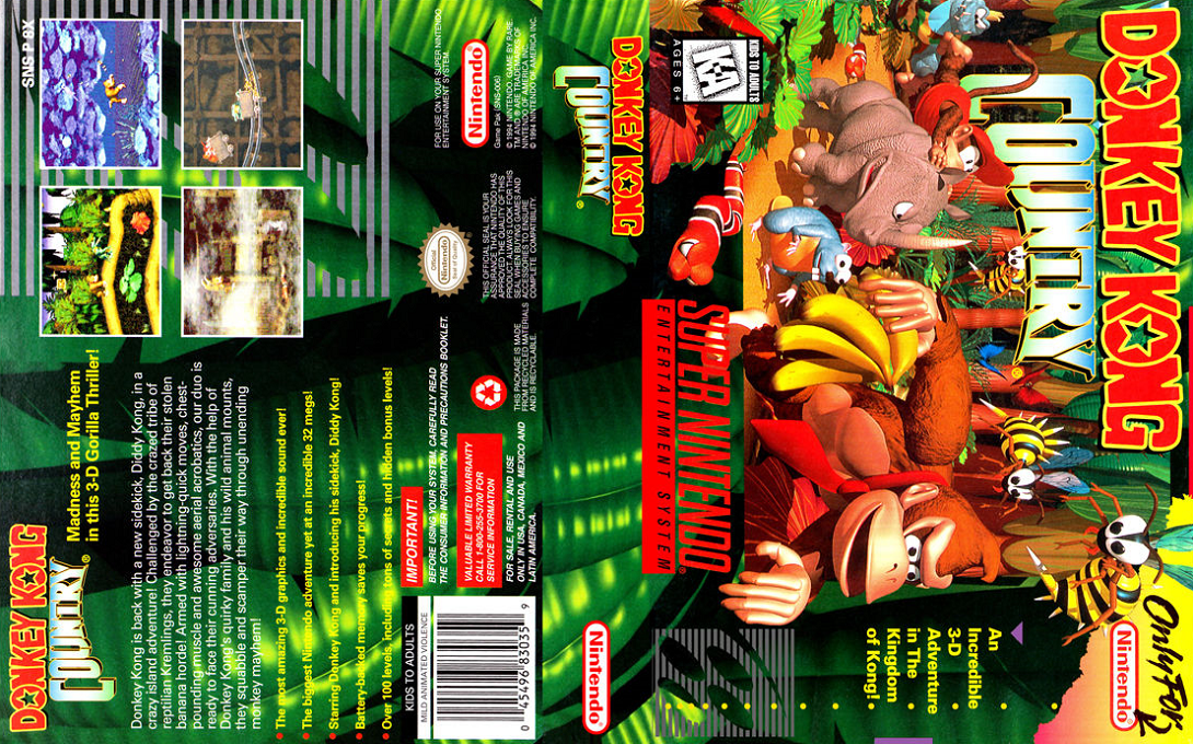 Donkey Kong Country [US] snes 1994 Box Art