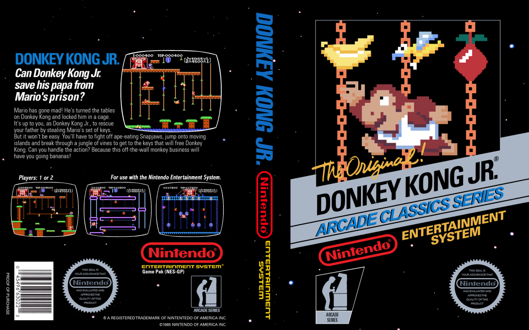 Donkey Kong Jr. [WOR] nes 1986 Box Art