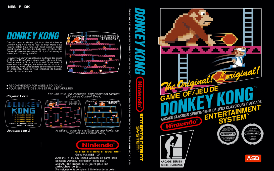 Donkey Kong [WOR] nes 1986 Box Art