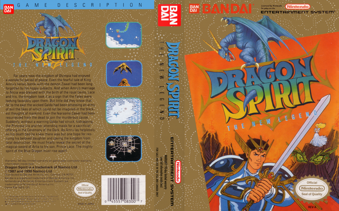 Dragon Spirit : The New Legend [US] nes 1990 Box Art