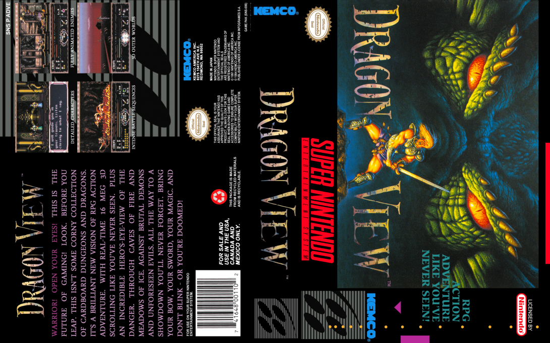 Dragon View [US] snes 1994 Box Art