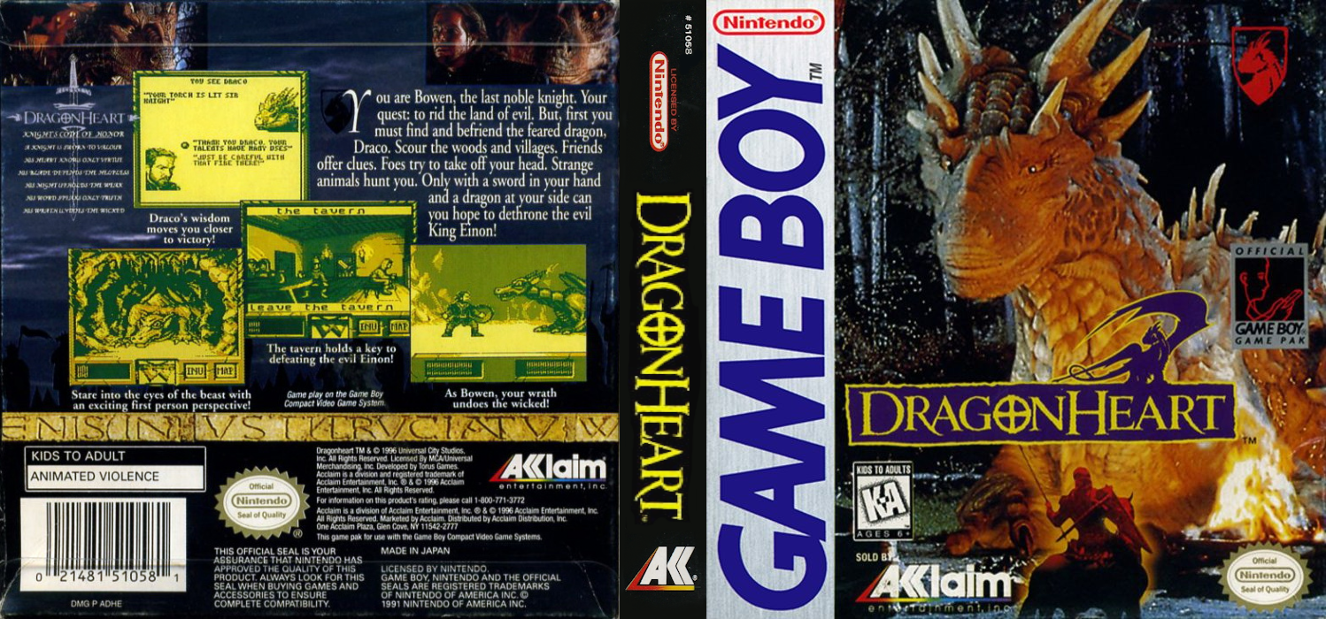 DragonHeart [US,EU] gb 1996 Box Art