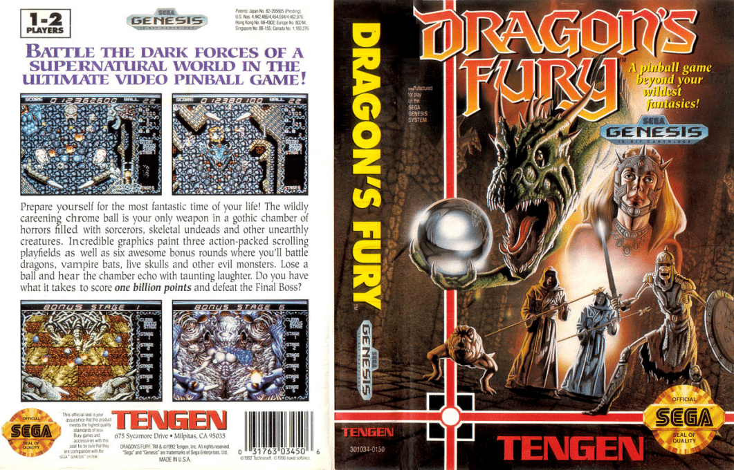 Dragon’s Fury [US,EU] segaMD 1992 Box Art