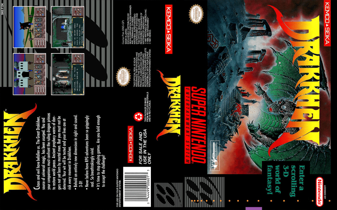 Drakkhen [US] snes 1991 Box Art