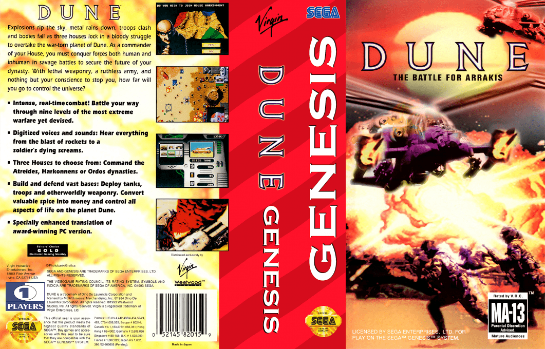 Dune : The Battle for Arrakis [US] segaMD 1994 Box Art