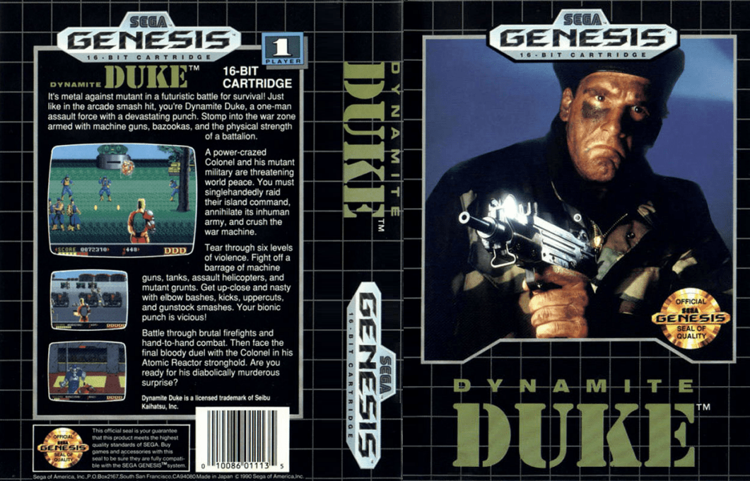 Dynamite Duke [WOR] segaMD 1990 Box Art
