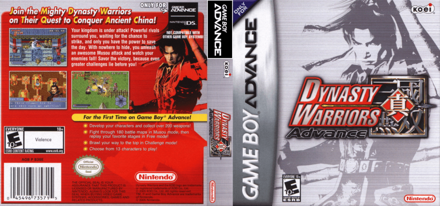 Dynasty Warriors Advance [US] gba 2005 Box Art