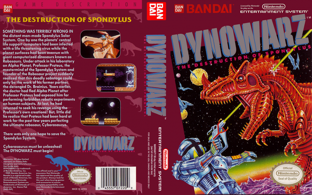 Dynowarz : Destruction of Spondylus [US] nes 1990 Box Art