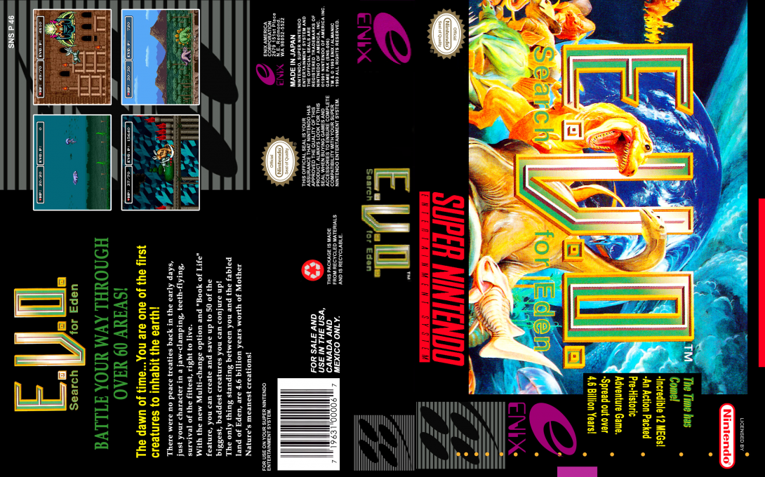E.V.O. : Search for Eden [US] snes 1993 Box Art