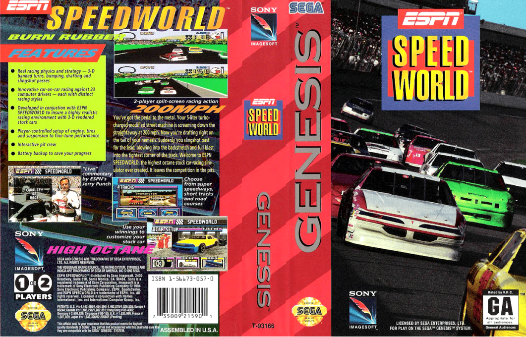 ESPN Speed World [US] segaMD 1994 Box Art