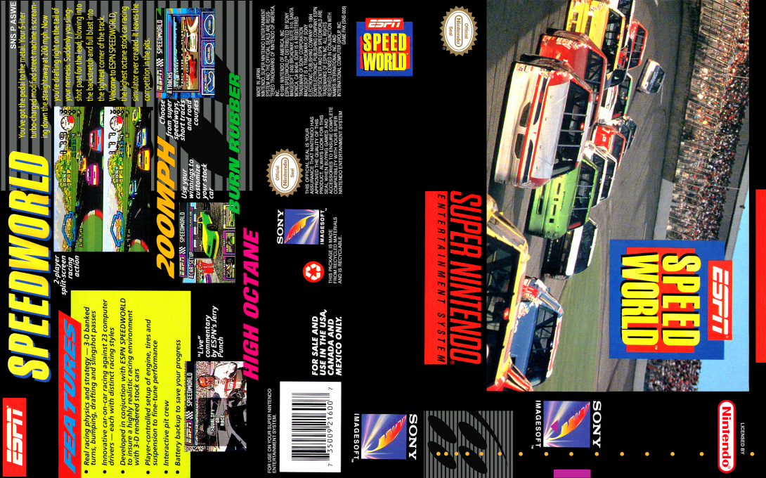 ESPN Speedworld [US] snes 1994 Box Art