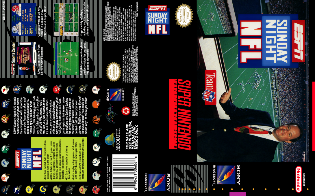 ESPN Sunday Night NFL [US] snes 1994 Box Art