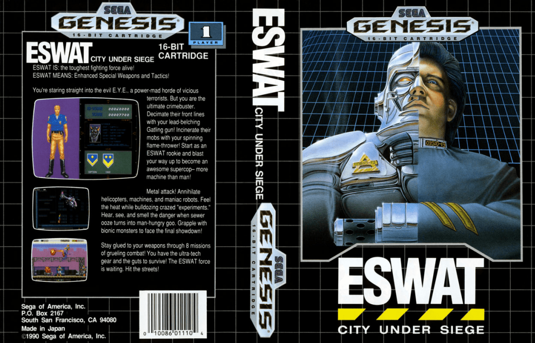 ESWAT : City Under Siege [US,EU] segaMD 1990 Box Art