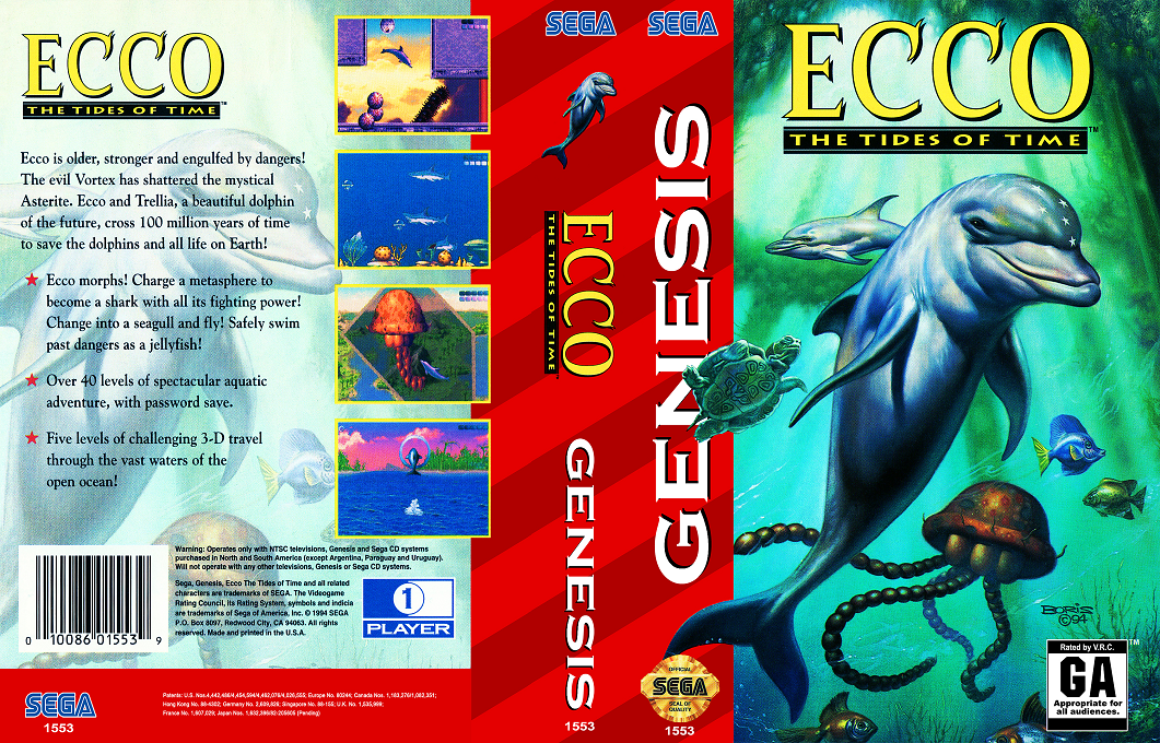 Ecco : The Tides of Time [US] segaMD 1994 Box Art