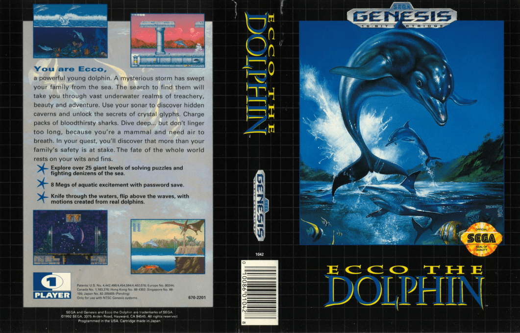 Ecco the Dolphin [US,EU,KR] segaMD 1992 Box Art