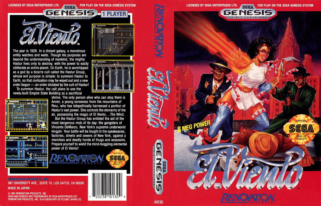 El. Viento [US] segaMD 1991 Box Art