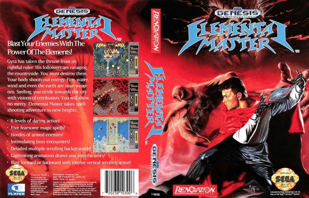 Elemental Master [US] segaMD 1993 Box Art