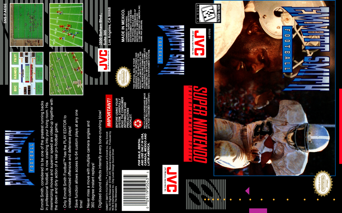 Emmitt Smith Football [US] snes 1995 Box Art