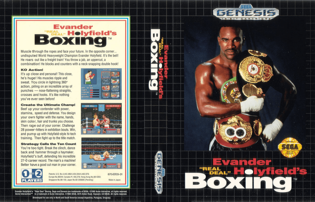 Evander Holyfield’s “Real Deal” Boxing [WOR] segaMD 1992 Box Art
