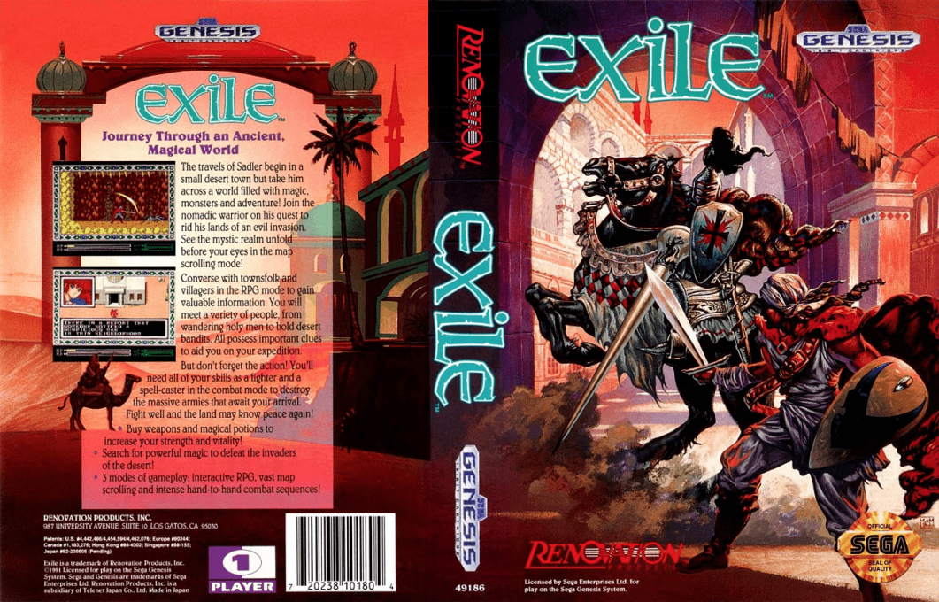 Exile [US] segaMD 1991 Box Art