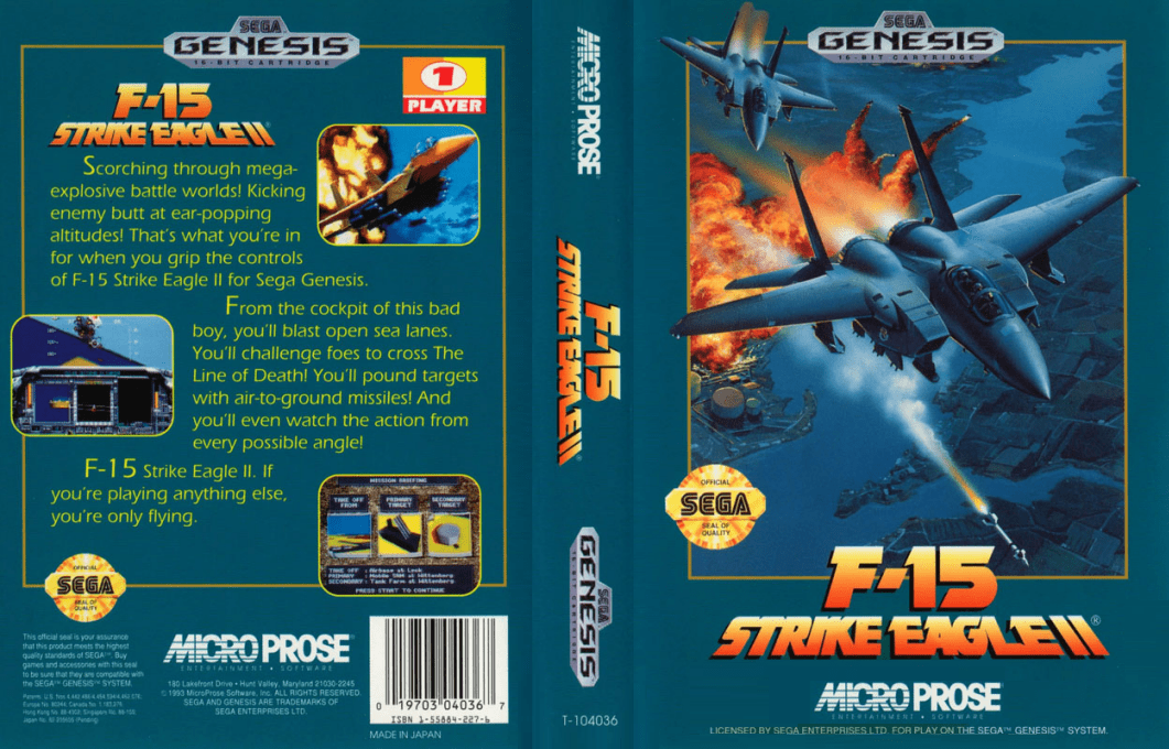 F-15 Strike Eagle II [US] segaMD 1993 Box Art