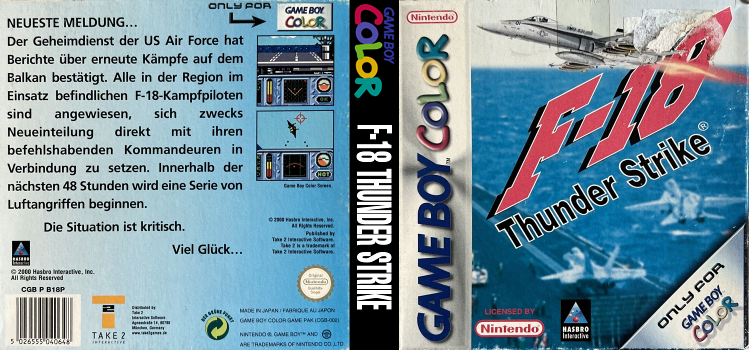 F-18 Thunder Strike [US,EU] gbc 2000 Box Art