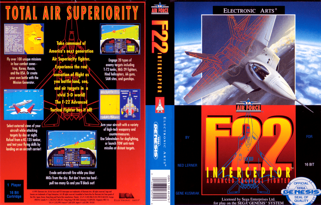 F-22 Interceptor [US] segaMD 1991 Box Art