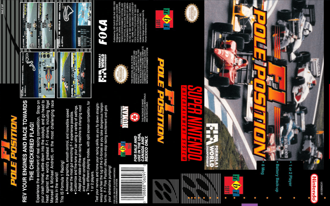 F1 Pole Position [US] snes 1993 Box Art