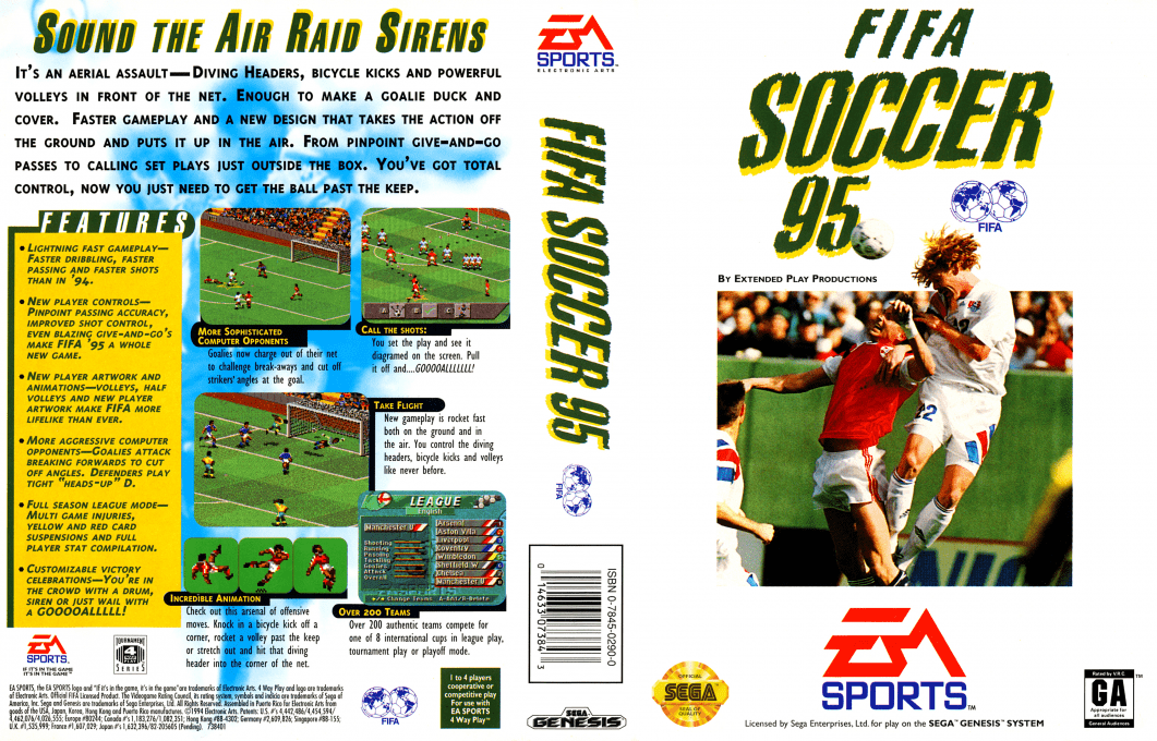 FIFA Soccer 95 [US,EU] segaMD 1994 Box Art