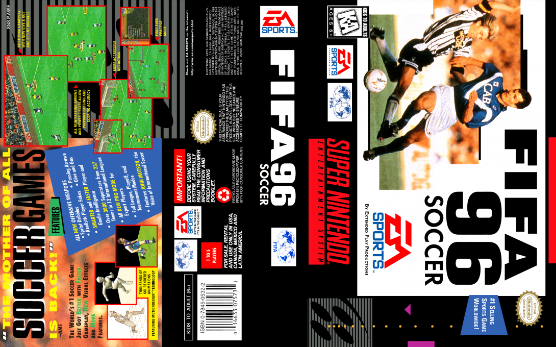 FIFA Soccer 96 [US] snes 1995 Box Art