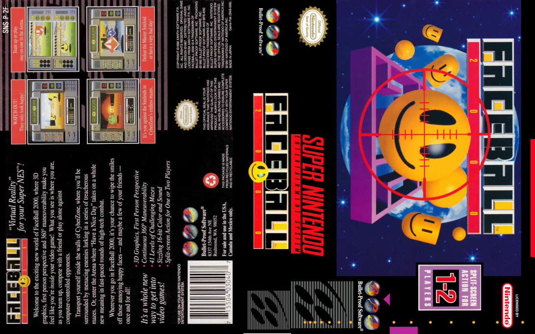 Faceball 2000 [US] snes 1992 Box Art