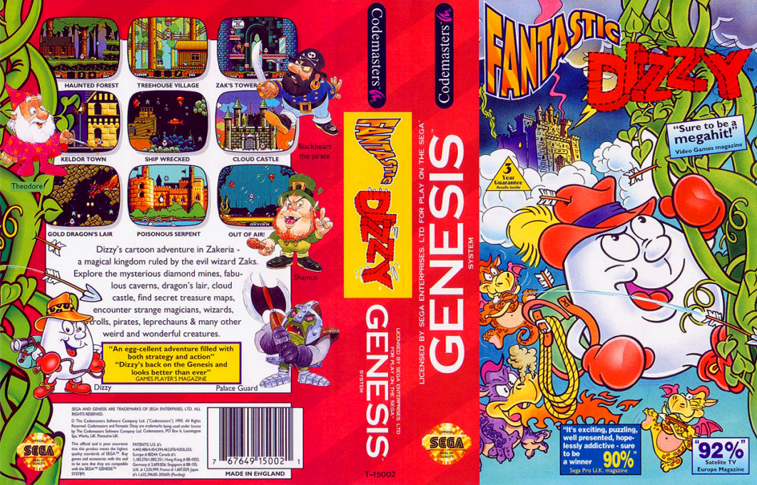 Fantastic Dizzy [US,EU] segaMD 1993 Box Art